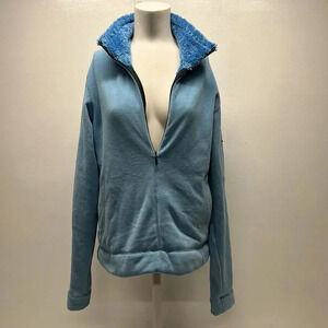 Mountain Hardwear Jacket Coat 1/2 Zip Teddy Fleece Lined Light Blue Size Medium